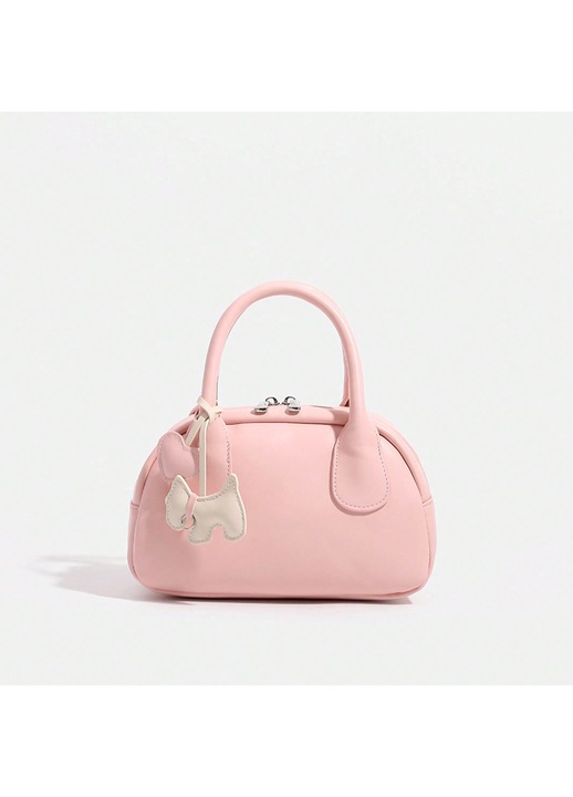 Női táska, bowling modell, cseresznyepiros, közepes méretű, váll- és crossbody