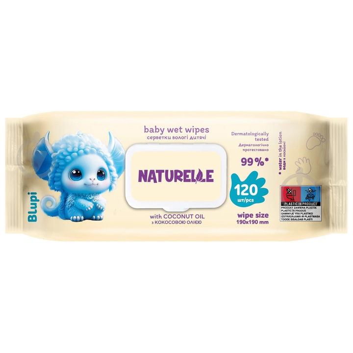 Servetele umede Naturelle cu ulei de Cocos pentru copii 120 buc