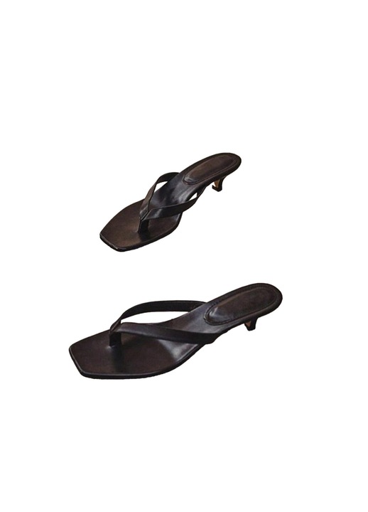 Papuci eleganti, piele naturala, toc inalt, negru, pentru femei