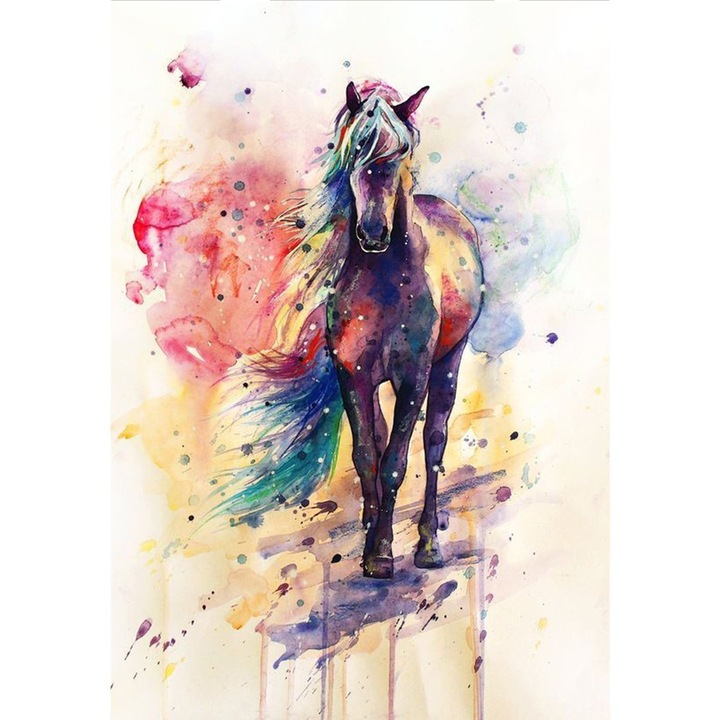Olajfestmény, ló, faldekoráció, 40x60cm, többszínű