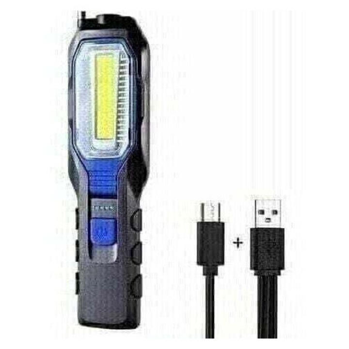 Преносима LED работна лампа, 300 лумена, 2800 mAh, с магнит и кука, USB