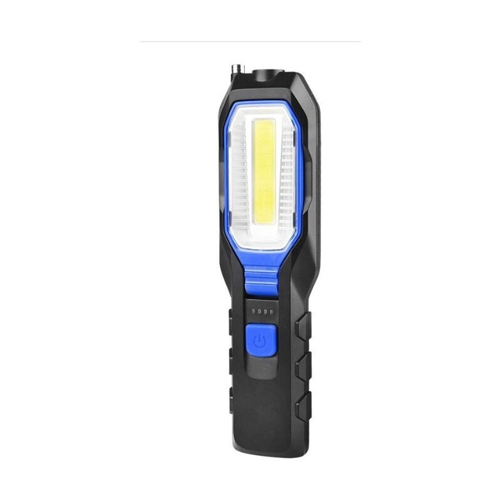 Преносима LED работна лампа с магнитна основа, размери 22,4x5,8x2,8 см, синя