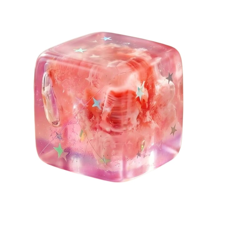 Cub Fidget 3D, Tengeri Csillag Jégkocka Modell, Stresszoldó Játék Gyermekeknek/Felnőtteknek, Lassan Visszaálló Nyomkodható, 80 g 4.5x4.5x4.5 cm, Rózsaszín