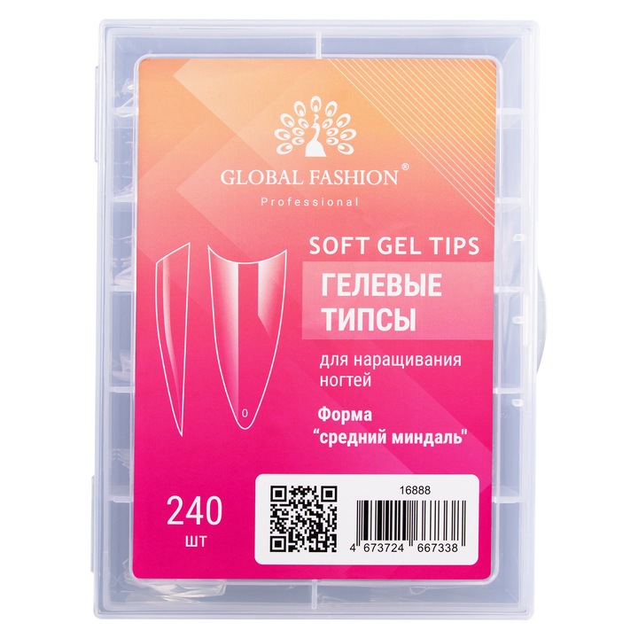 Varfuri de gel pentru extensii de unghii, forma de migdala medie, 240 buc