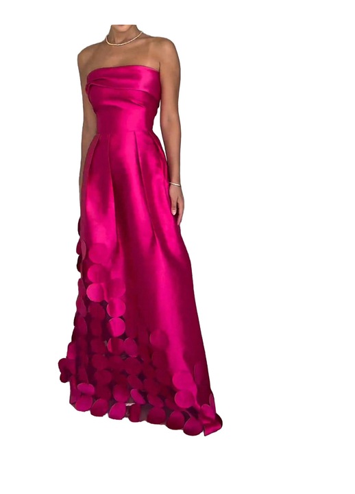 Rochie de seara, rosu trandafiriu, satin, Rosu