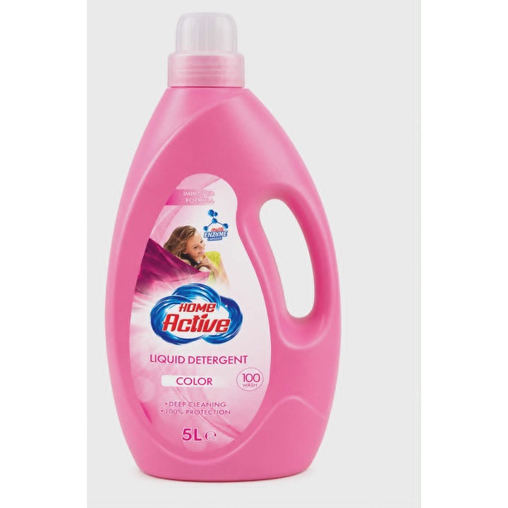 Detergent lichid Home Active Color, pentru haine colorate, 5L, 100 spalari