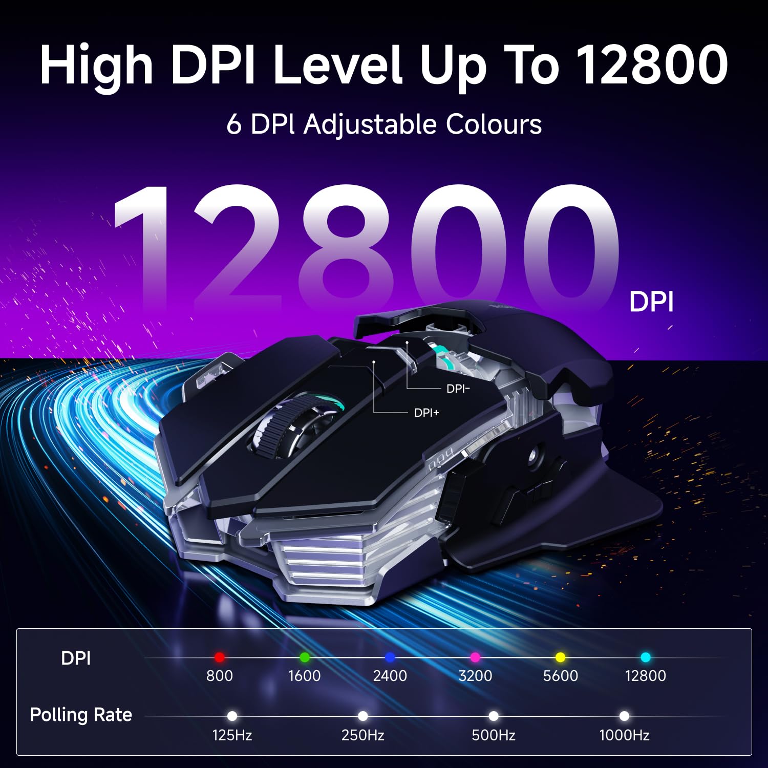 Mouse de gaming wireless EWEADN G5 cu trei moduri, mouse ergonomic