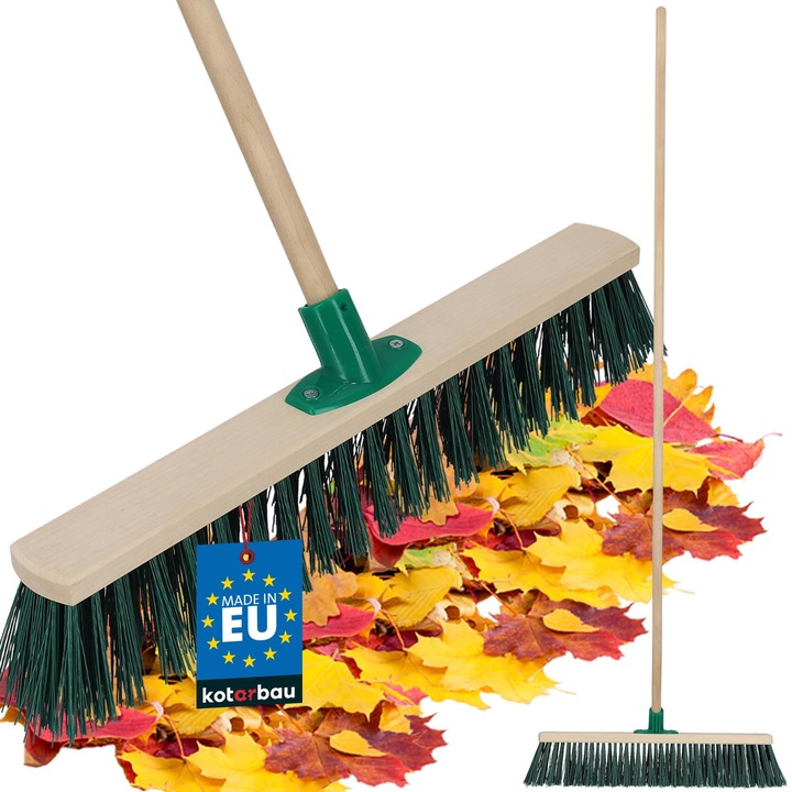 KOTARBAU® Perie de maturat, lemn de fag, 50 cm, verde, matura de exterior, perie pentru terasa, peri tari, cu maner din lemn
