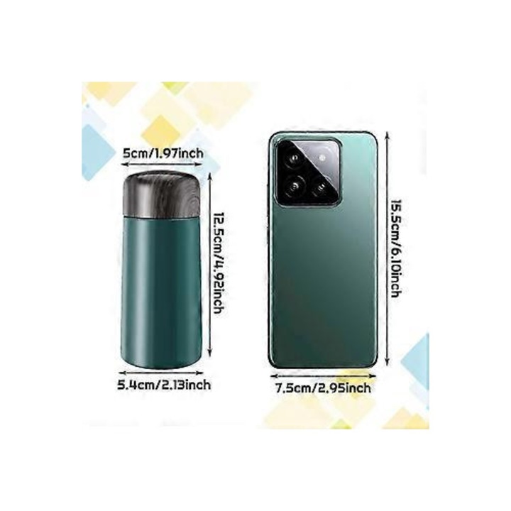 Termos mic 150ml, inox, izolatie vid, infuzor ceai, portabil