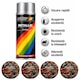 Vopsea Spray Metalizata MOTIP Metallic Paint Silver 400 ml, Gri Metalizat Lucios, Uscare Rapida, Acoperire Excelenta, Rezistenta la Uzura si Intemperii, pentru Metal, Lemn, Aluminiu, Piatra si Plastic, 4x Stickere auto