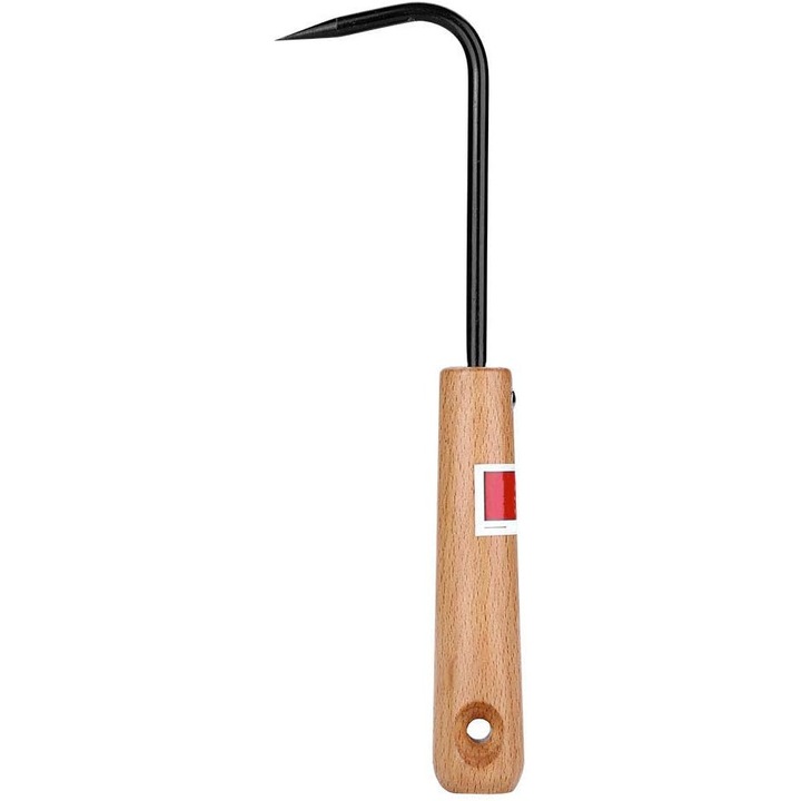 Carlig pentru bonsai, Unelte pentru bonsai, Carlig pentru radacini de bonsai, Carlig robust pentru radacini de bonsai din fier si fag cu maner ergonomic si confortabil din lemn, Unelte de gradinarit, Carlig