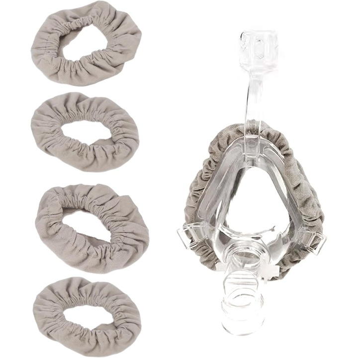 4 captuseli pentru masti CPAP, protectie nazala universala reutilizabila, husa profesionala pentru masca CPAP de spital din amestec de bumbac, huse lavabile pentru perna pentru masca CPAP pentru uz spitalicesc (gri)