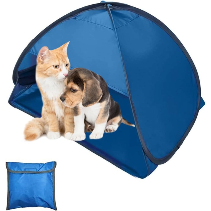 Cort de plaja mini pop-up albastru, cort portabil pentru cap, marimea M, cort de plaja mini pop-up automat, rezistent la UV, pentru utilizare in aer liber, camping, picnicuri