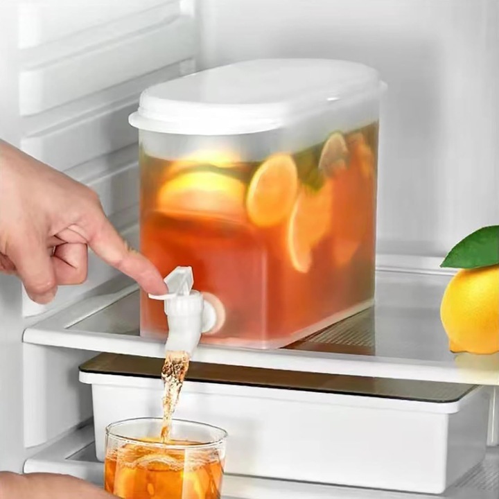 Dozator de apa pentru frigider cu robinet, dozator de bauturi din plastic de 3, 5 l, dozator de suc de mare capacitate, dozator de apa rece pentru ceai cu gheata, limonada, sifon, suc de fructe
