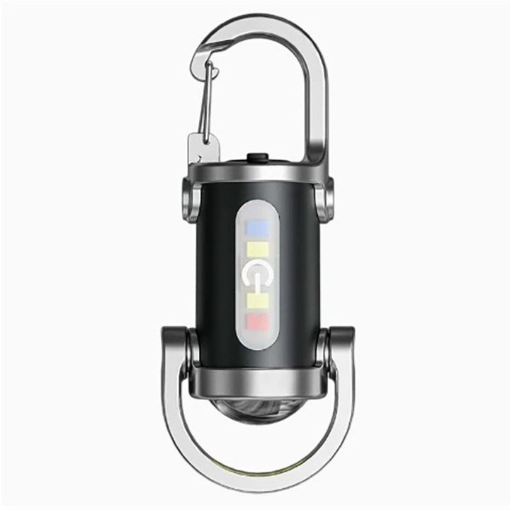 Ултра-ярък LED фенер, презареждаем чрез USB-C, за самоотбрана, водоустойчив, 7 режима, фенерче ключодържател за къмпинг, употреба на открито, спешни случаи, риболов