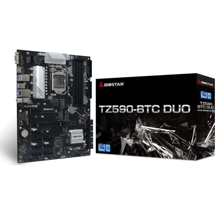 Дънна платка Biostar, цокъл LGA 1200, чипсет Intel Z590, ATX, черна