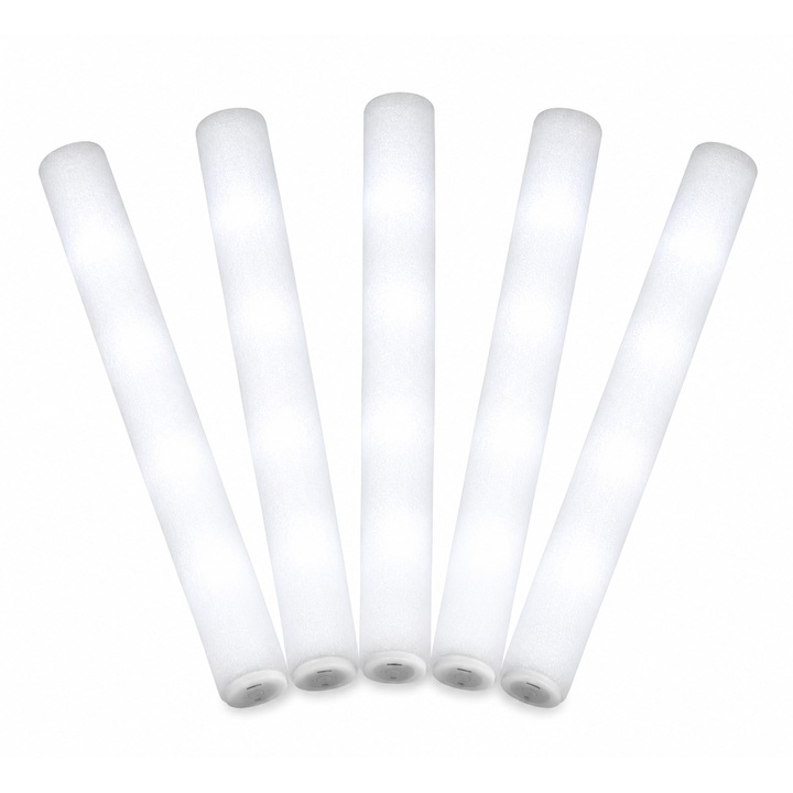 Set 5 bastoane LED pentru divertisment si petreceri private, lumina intensa, alb
