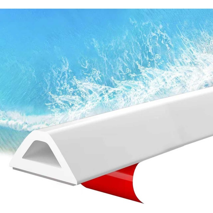 Baraj de prag de dus din silicon, bariera anti-revarsare autoadeziva, pliabila si extensibila pentru baie si bucatarie, impermeabilizare pentru dus, cada, chiuveta (2, 5 m)