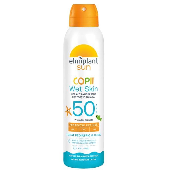 Spray protecție solară Elmiplant, SPF50, 150ml, pentru piele udă, pentru corp