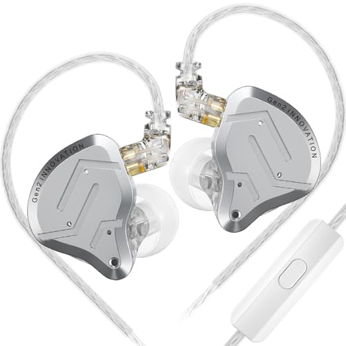 Casti KZ Acoustics ZSN Pro 2 Gen, IEM, Hybrid 1BA+1DD 10mm, metal, HIFI, Sport, Anularea zgomotului, Microfon HD, Arigint