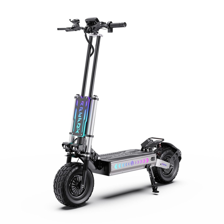 Trotineta electrica pliabila APEFOX T90, Duble Motoare 3000 W*2, Viteza Maxima de 85 km/h, Distanta Maxima de 100 km, Baterie 60V 31.2Ah, Roti 13", NFC, Negru
