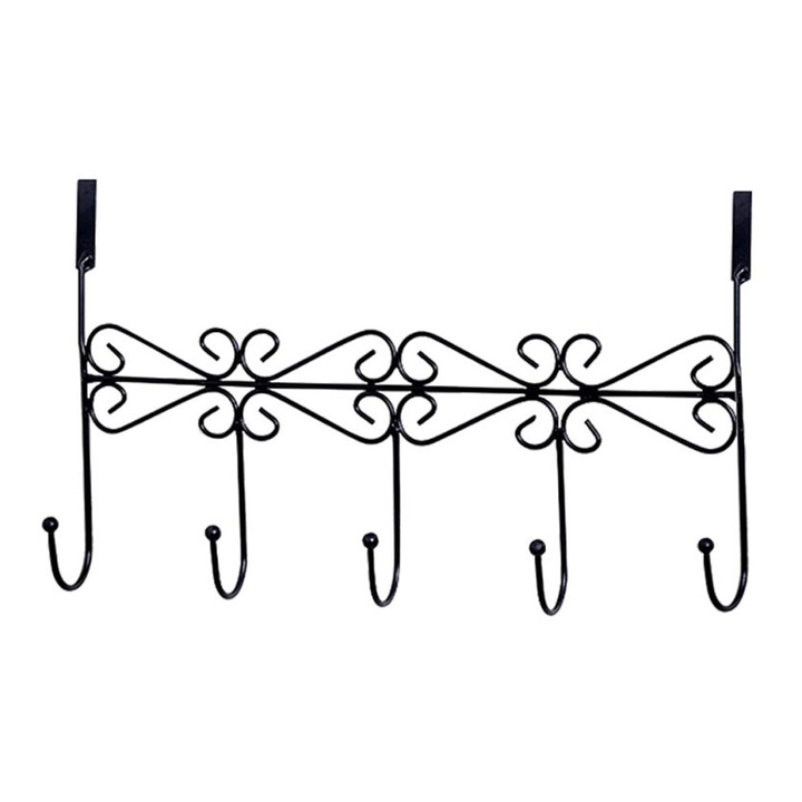 Organizator usa 5 carlige multifunctional metalic rezistent negru
