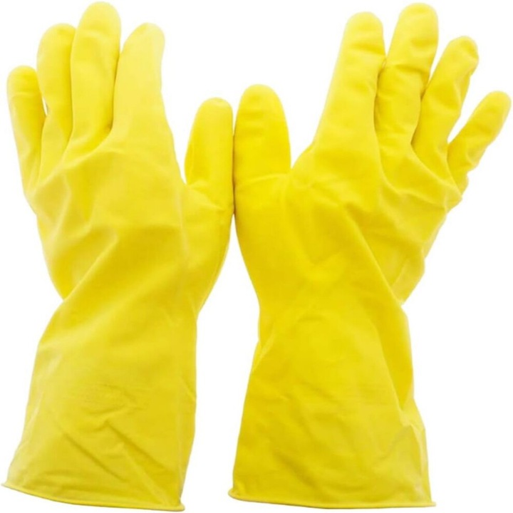 Reusable yellow waterproof non-slip cleaning gloves