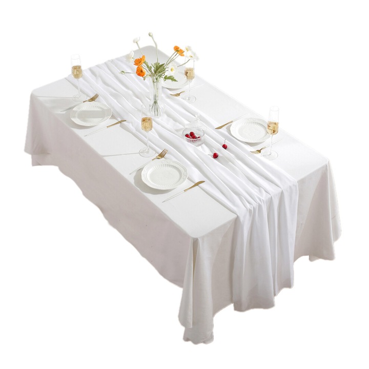 Rusztikus átlátszó asztali futó, elegáns, 100D muszlin, 30x150cm