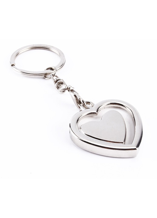 Breloc cadru foto elegant cu cristale, rezistent, argintiu, 7x4cm