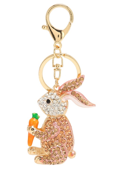 Breloc floare diamant lapin strasuri cristal metal rezistent