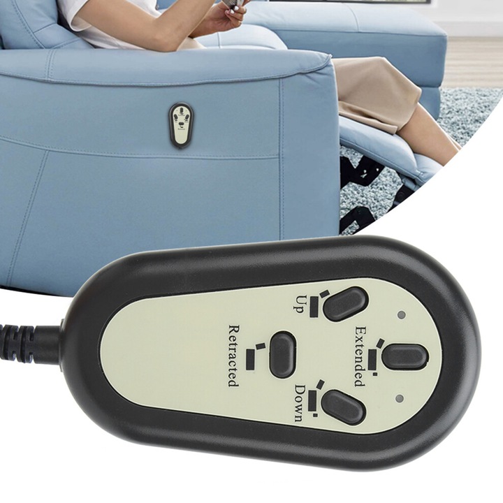 Telecomanda 4 butoane pentru fotoliu recliner electric, negru, 10x6.5x2cm