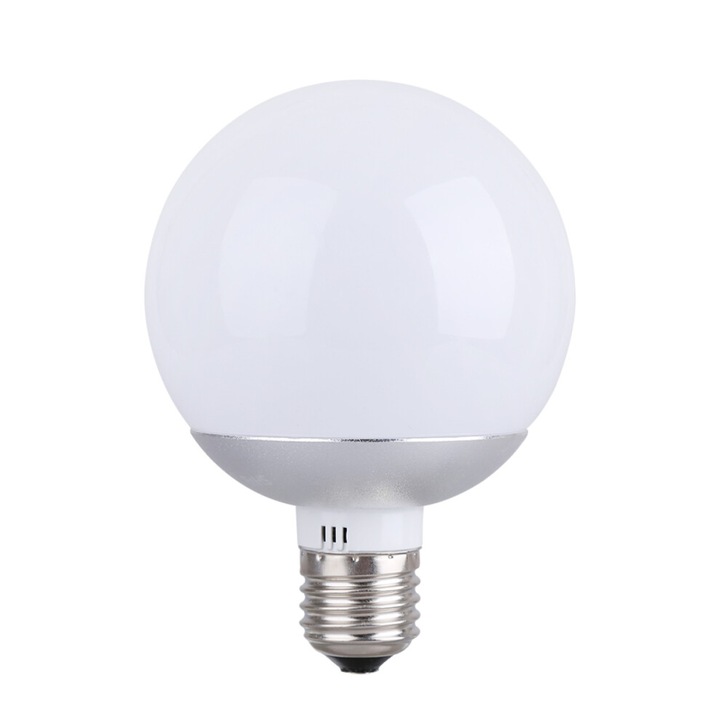 LED izzó, gömb, hideg fehér 6500K, E27, 10x6cm