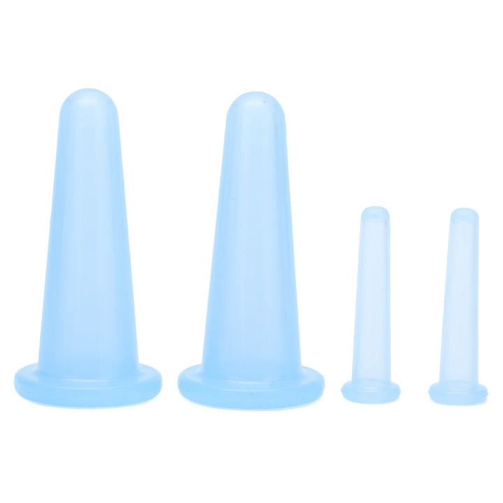 Set ventuze faciale silicon, 4 piese, versatile, transparente, compacte