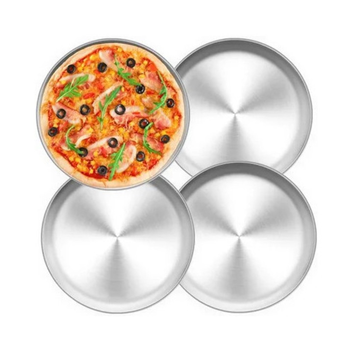 Kerek pizzatálca 26cm, 4 db-os szett, rozsdamentes acél