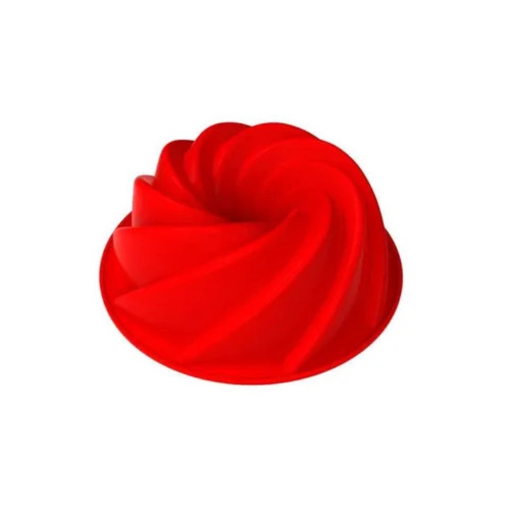 Szilikon kerek bordázott sütőforma 24x10cm piros rugalmas tapadásmentes
