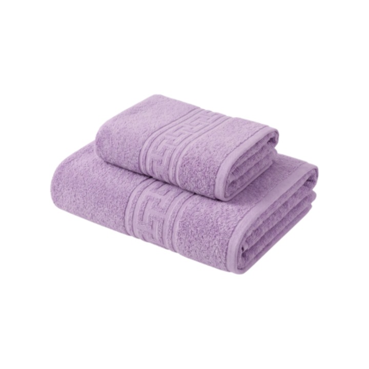 2 db TextiLici Ultra Soft Törölköző Szett – 100% Pamut, Dupla Szál, 500 g/m² – 50x90 cm + 70x140 cm, lila