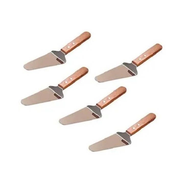 Spatula süteményekhez, rozsdamentes acél, fa nyél, 25.5x6cm, 5 darabos szett