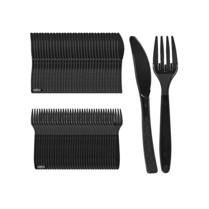 Set tacamuri din plastic 100 piese reutilizabile alb