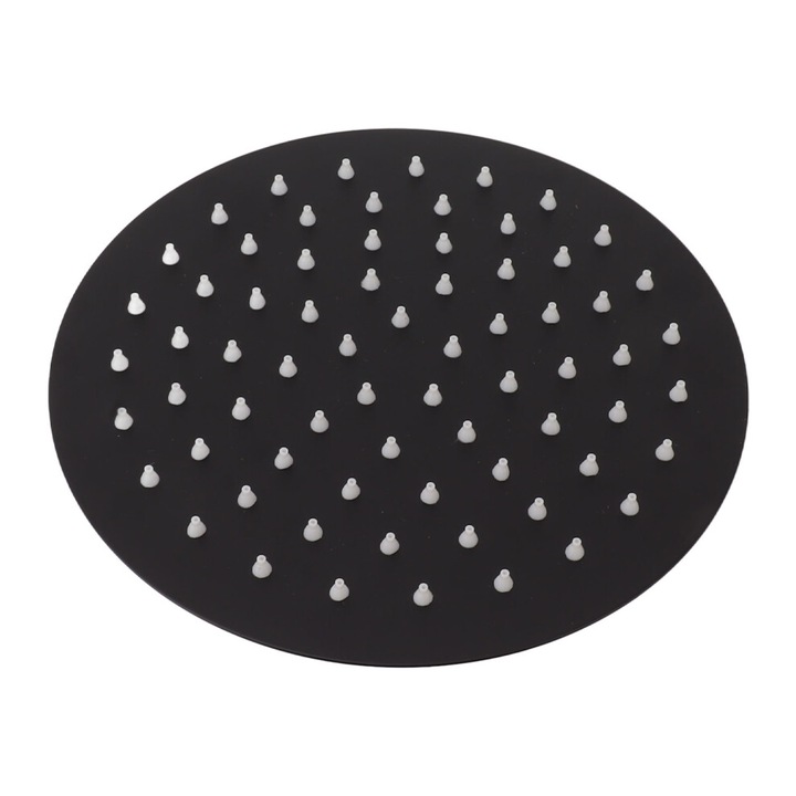 Cap de dus 20cm, silicon anti-obstructie, negru, pivotant 360°