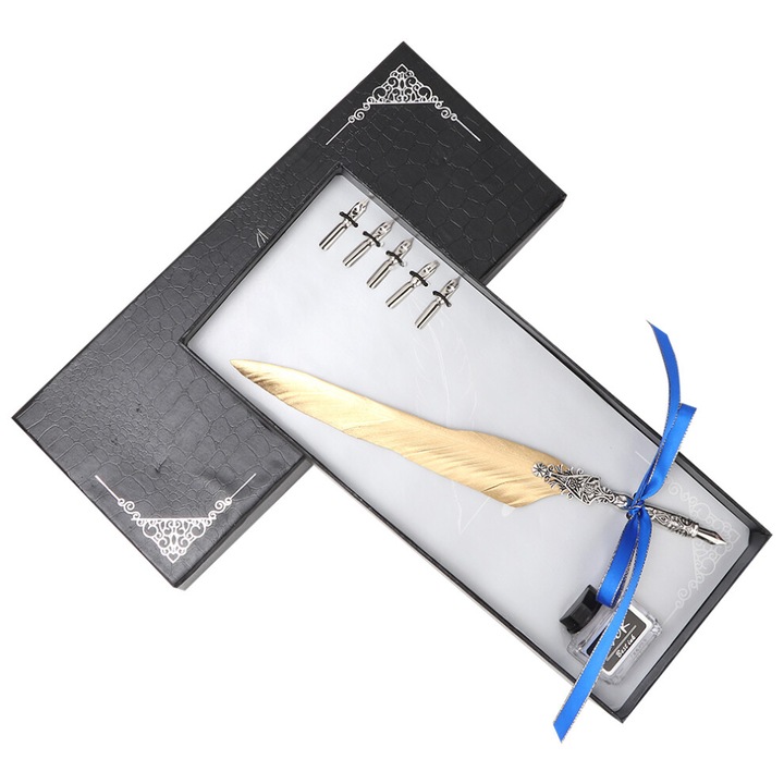 Kalligráfia toll, acélhegy, ergonomikus, fekete, 14cm