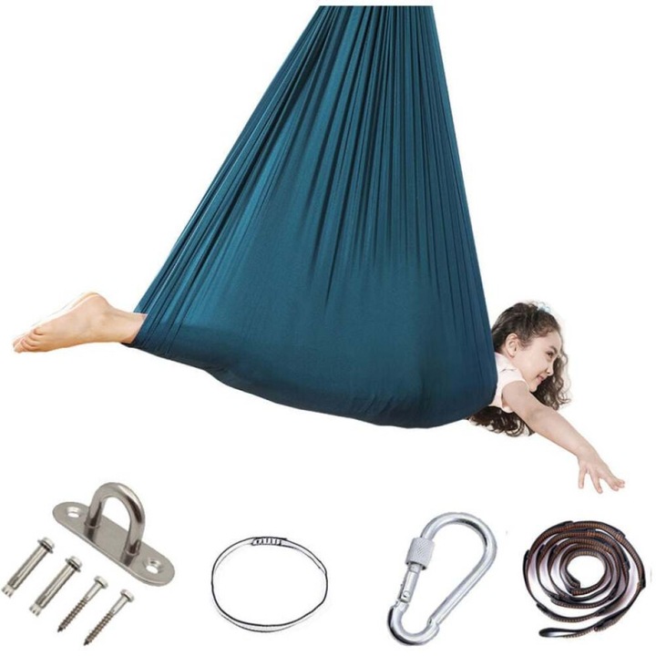 Leagan interior pentru terapie senzoriala, hamac textil durabil, rotativ 360°, suport pana la 200 kg