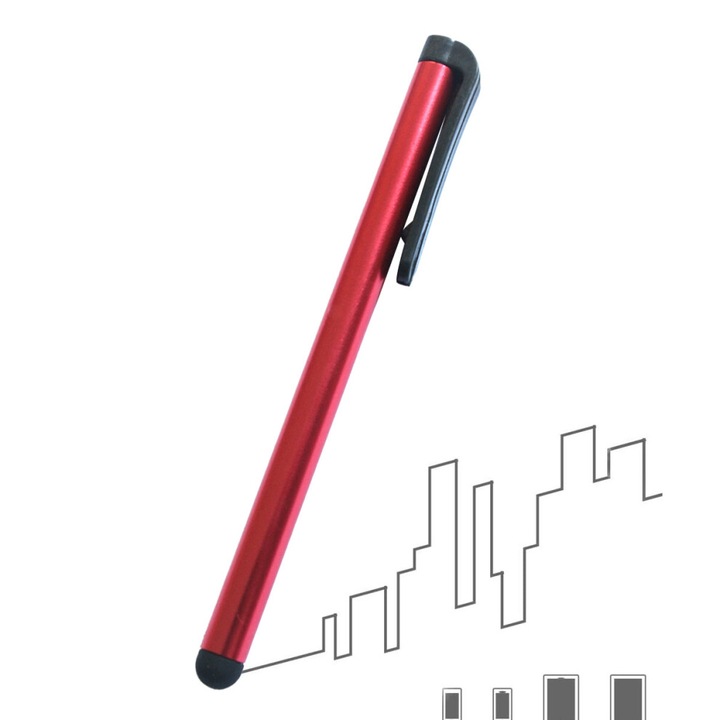 Stylus cu varf interschimbabil, capacitiv, usor, aluminiu, negru, universal