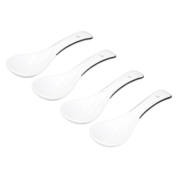 Set linguri supa portelan, design elegant, alb, 13cm