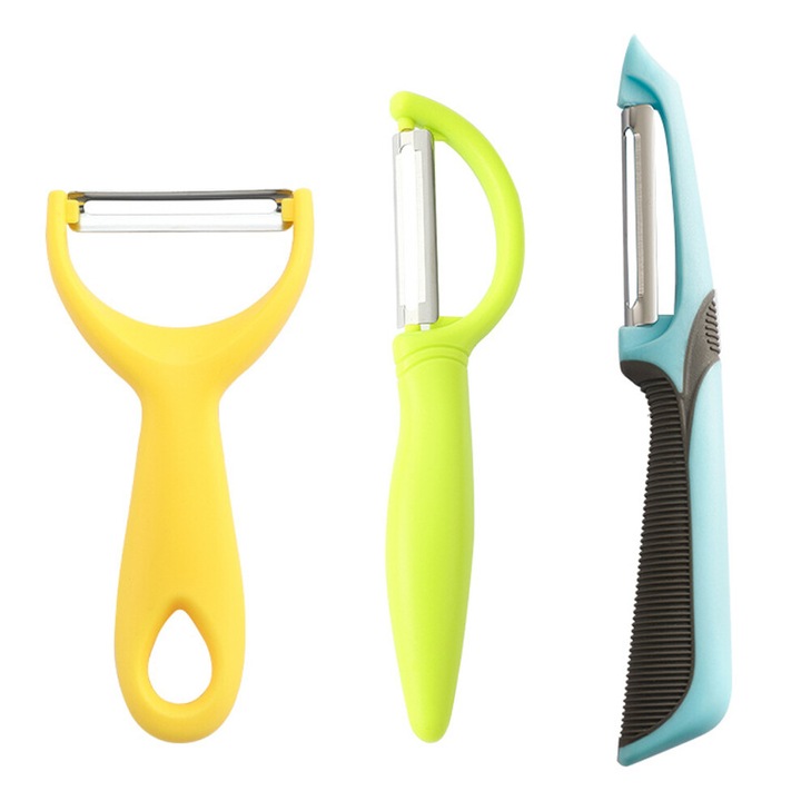 Curatator legume multifunctional, lame inox, manere cauciuc, ergonomic