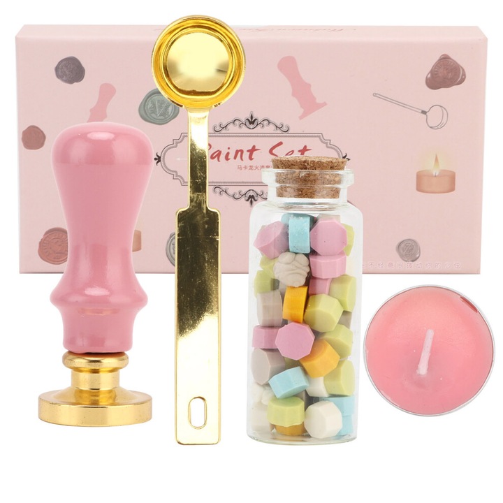 Set sigilii ceara pentru invitatii si ambalaje, transparent, multicolor, complet