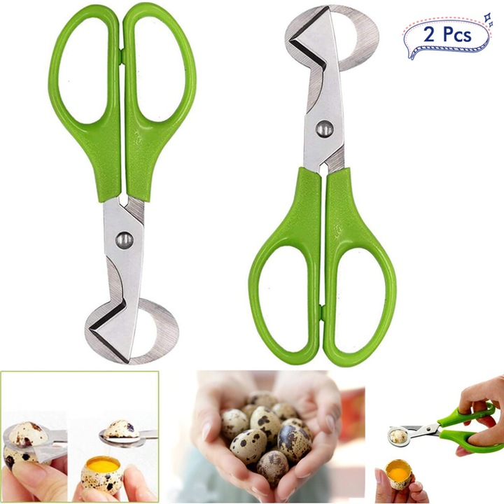 Foarfeca pentru oua de prepelita compacta, otel inoxidabil, manere ABS, 15x5cm