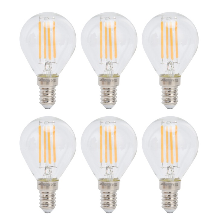 Bec LED vintage, filament, meleg fehér, szabályozható, E14, 360°