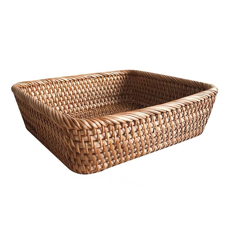 Cos dreptunghiular servire ratan maro 30x20x10cm