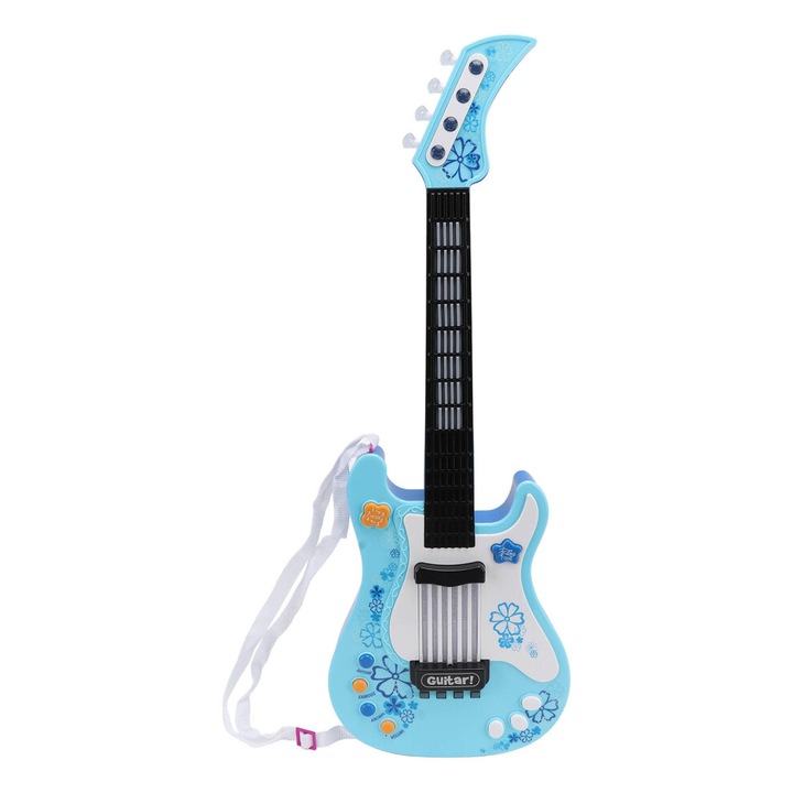 Játék elektromos gitár, sokoldalú, ritmikus fények, sokszínű, 30x10x5cm