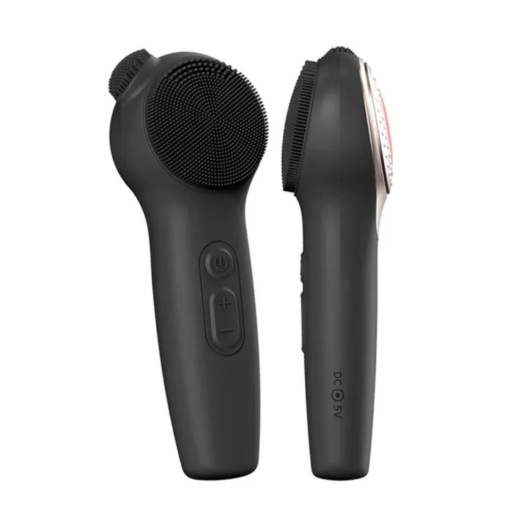 Perie faciala electrica silicon, curatare, incalzire, negru